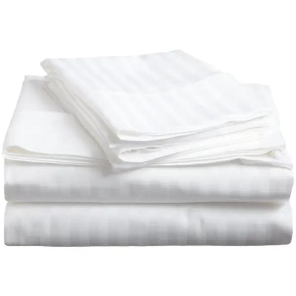 Hotel White Bedsheet 300TC, Cotton, Stripe, 5-Star Quality