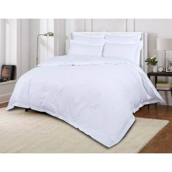 500tc Oxford Style Plain White Duvet Cover