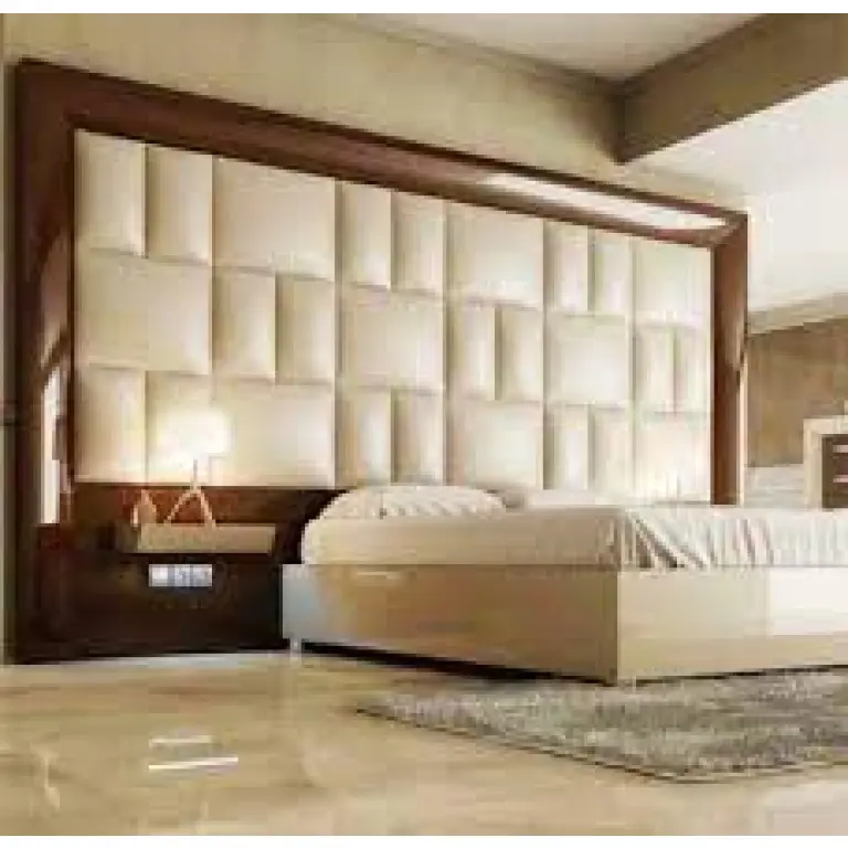 Bed set with wall panel-3